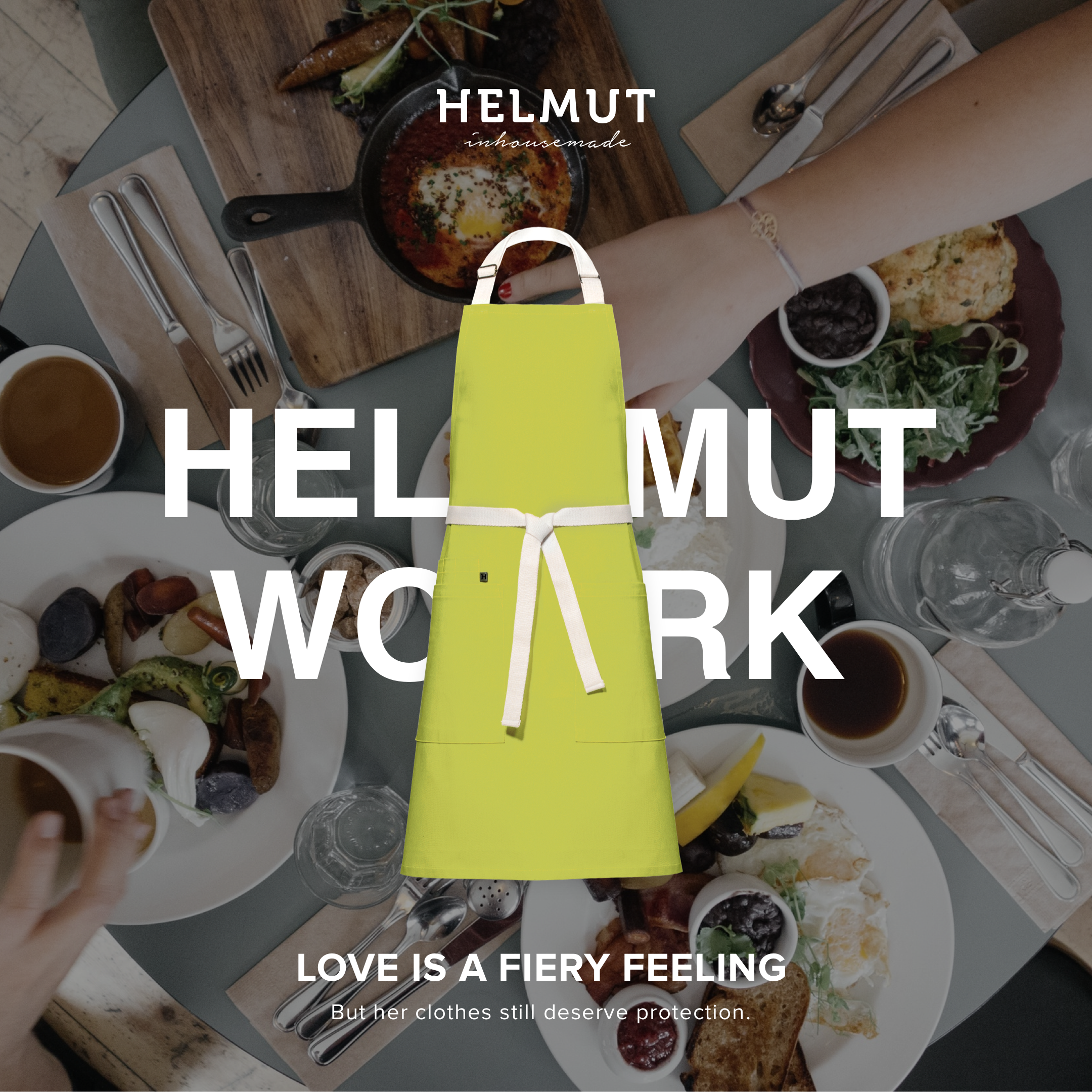 HELMUT WORK – designerski fartuch kuchenny premium | 100% bawełna