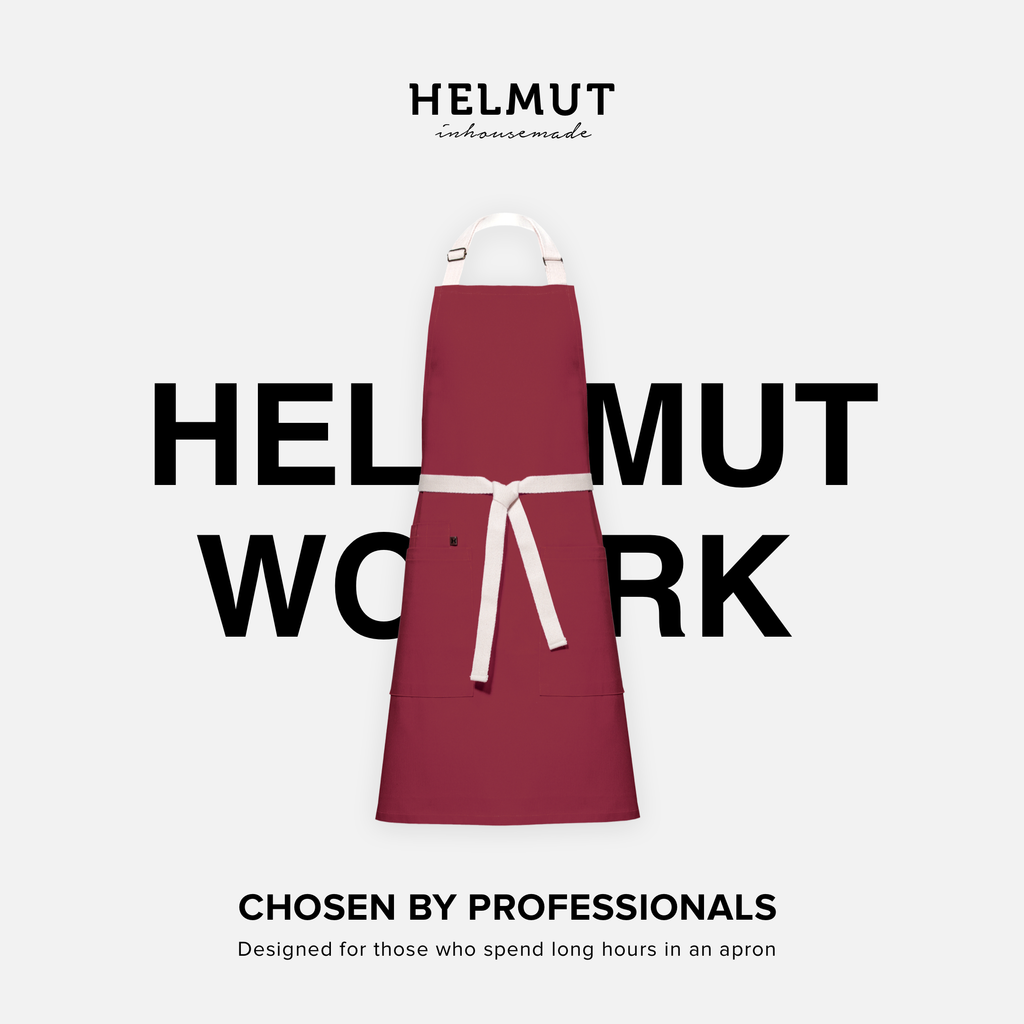 HELMUT WORK – designerski fartuch kuchenny premium | 100% bawełna