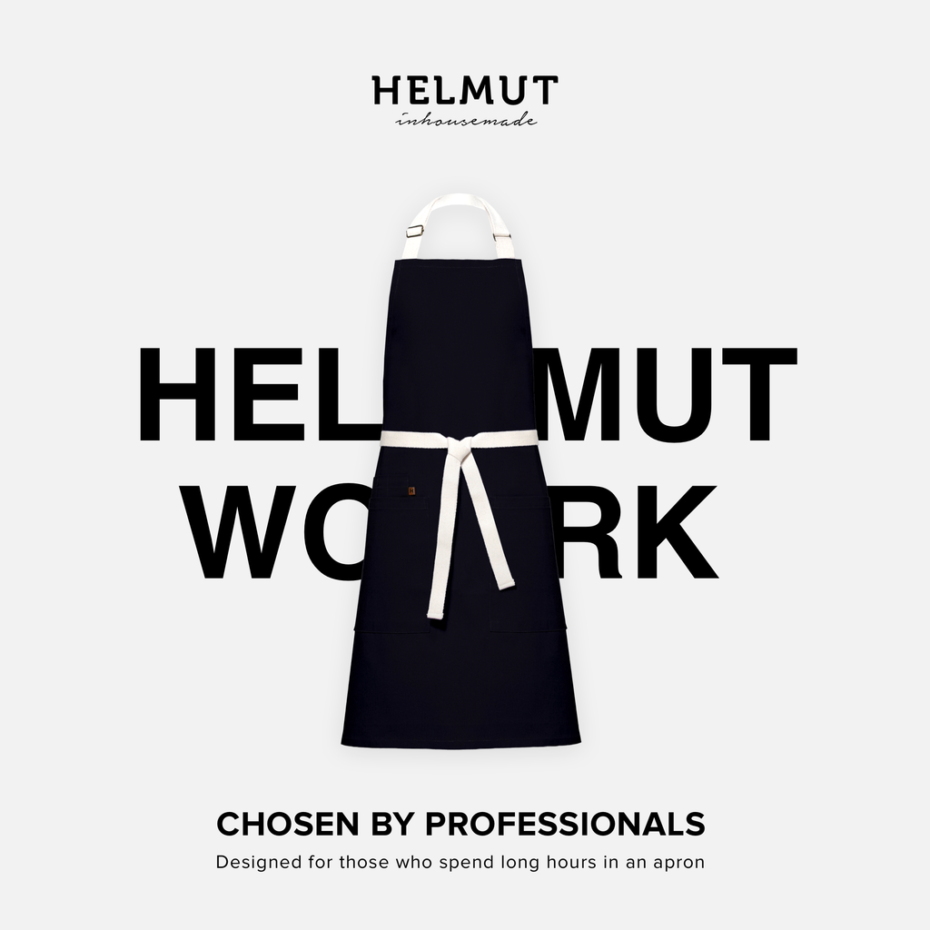 HELMUT WORK – designerski fartuch kuchenny premium | 100% bawełna