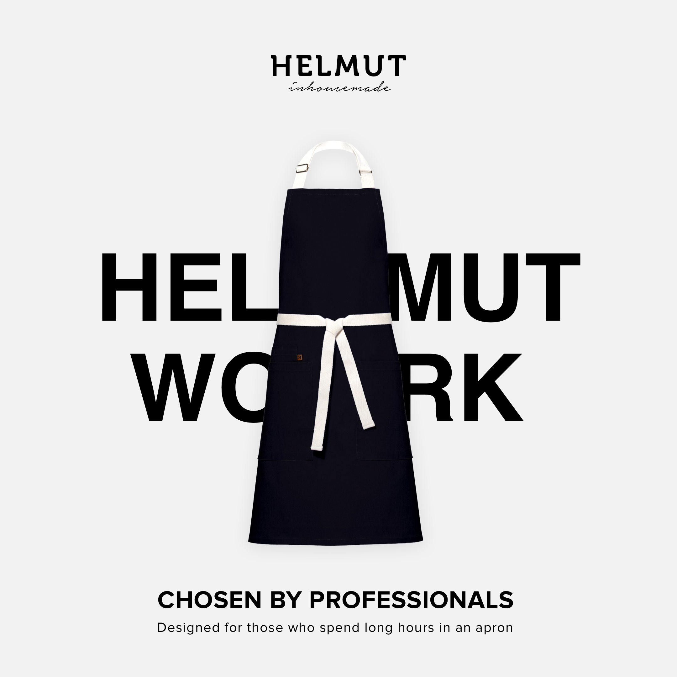 HELMUT WORK – designerski fartuch kuchenny premium | 100% bawełna