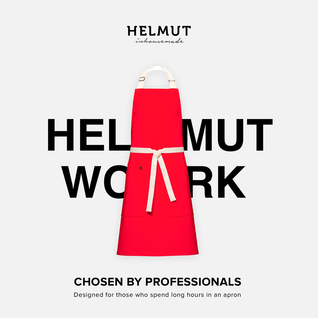 HELMUT WORK – designerski fartuch kuchenny premium | 100% bawełna