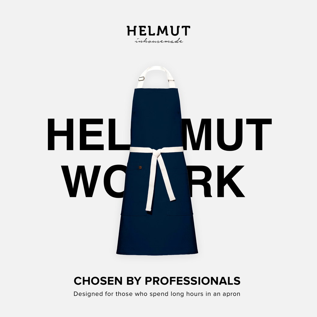 HELMUT WORK – designerski fartuch kuchenny premium | 100% bawełna