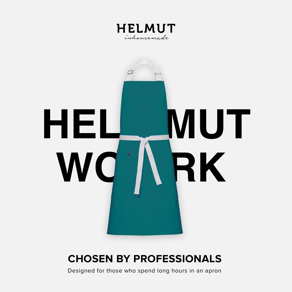 HELMUT WORK – designerski fartuch kuchenny premium | 100% bawełna