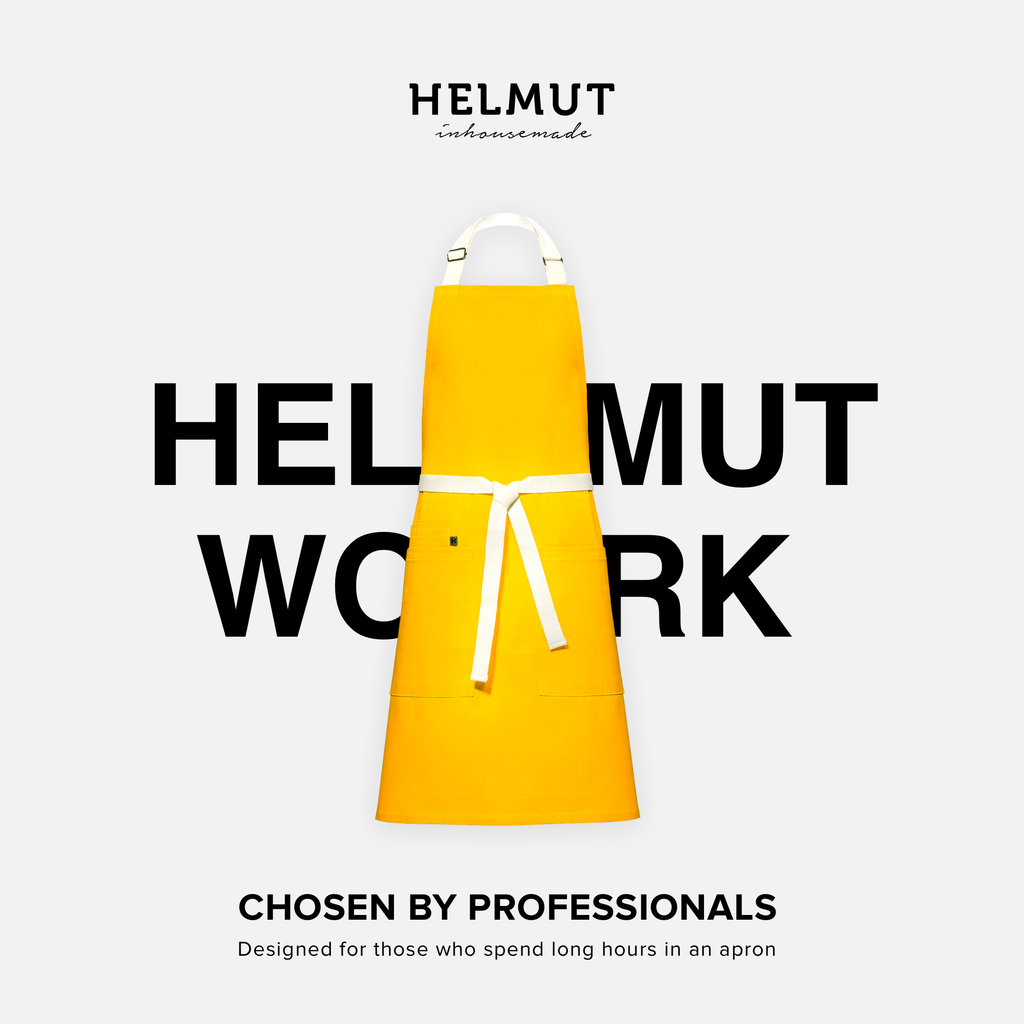 HELMUT WORK – designerski fartuch kuchenny premium | 100% bawełna