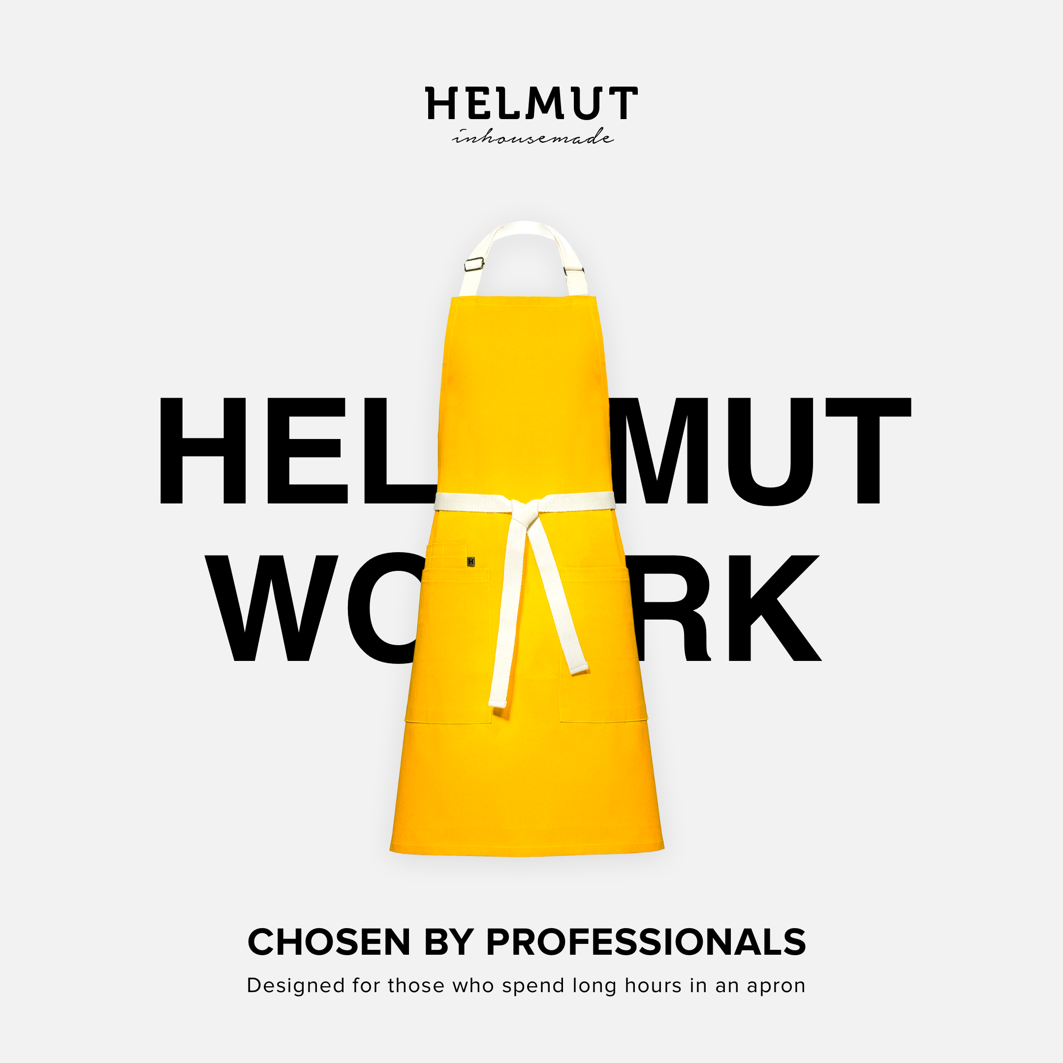 HELMUT WORK – designerski fartuch kuchenny premium | 100% bawełna